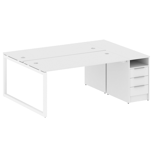 Metal System Quattro Р. ст. с тумбой на О-образном м/к 50БО.РС-СТП-2.4 Белый/Белый металл 2012*1475*750 - Вид 1