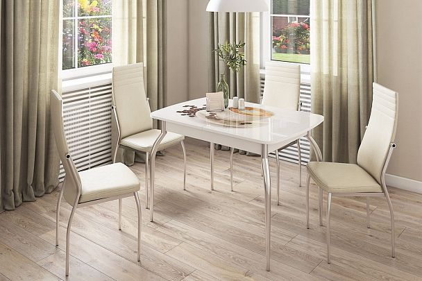 Стол обеденный раздвижной Танго KM-0215.1859 белый/Кофе - Вид 4