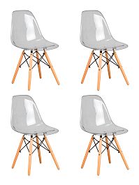Набор 4 шт Стул обеденный DOBRIN DSW CASPER (ножки светлый бук, цвет прозрачный) - Фото предпросмотра