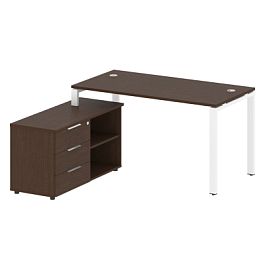 Metal System Р. ст. с тумбой на П-образном м/к БП.РС-СТС-2.3 (L) Венге/Белый металл 1500*1520*750 - Фото предпросмотра