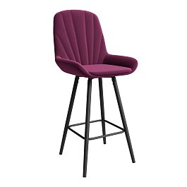 Стул ЮККИ Основание №5 Барный конус Черное Вельвет Винный - Фото предпросмотра