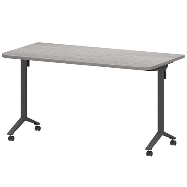 Стол мобильный складной радиусный МБ25-140.70Р Лиственница/Антрацит 1400x700x750 Моби - Вид 1