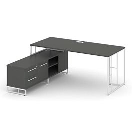 Rift Direct Стол руководителя на опорной тумбой RF.SRT-24 (L) Антрацит/Металл Белый 1580*1600*750 - Фото предпросмотра