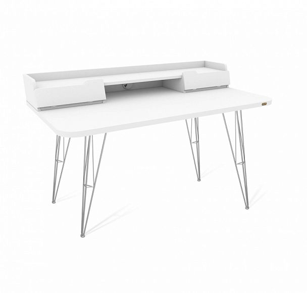 Стол рабочий Sheffilton SHT-TU10/TT31 120/65 ЛДСП хром лак/белый шагрень - Вид 1
