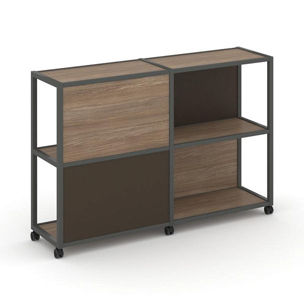 Shelf Mobile Стеллаж 3 уровня 2 секции VR.LT-STK-314.06 Дуб Аризона/Металл Антрацит/W-25 1170*400*1046 - Вид 1
