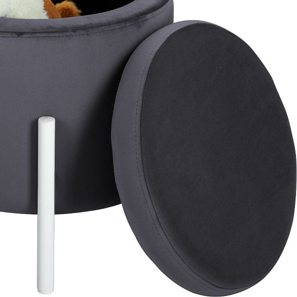 Комплект пуфов Кен с местом для хранения Серый велюр H-15/белый, 2 шт. - Вид 5