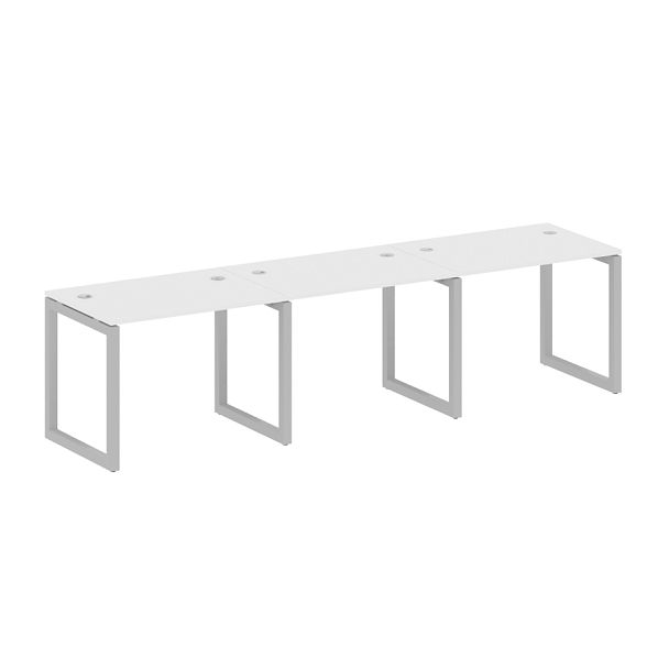 Metal System Quattro Р. ст. на 3 раб. места на О-образном м/к 50БО.СМ-3.1 Белый/Серый металл 3000*720*750 - Вид 1