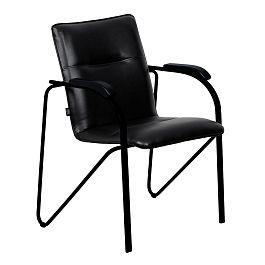 Стул офисный Самба, кожзам Galaxy black, каркас черный муар - Фото предпросмотра