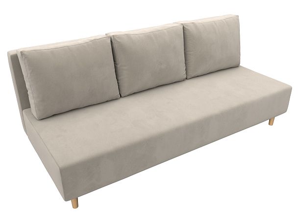 Диван прямой Лига-033 Микровельвет бежевый - Вид 5