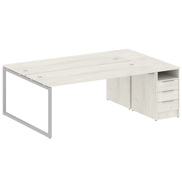 Metal System Quattro Р. ст. с тумбой на О-образном м/к 40БО.РС-СТП-2.5 Дуб наварра/Серый металл 2212*1475*750 - Вид 1