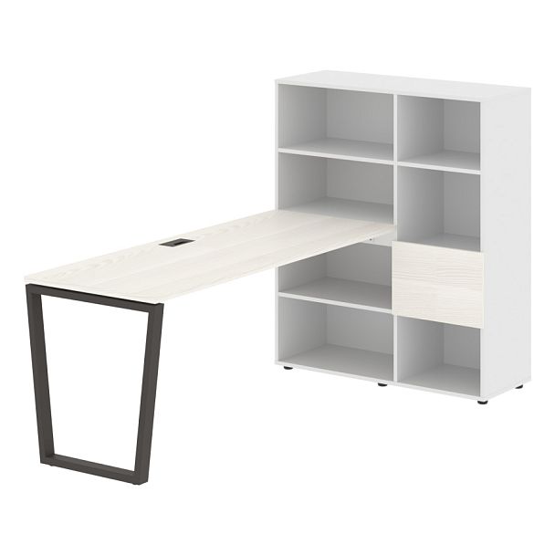 Стол-стеллаж EVRST 1117 Ясень Траун/Мокко/Белый 2190х1120х1355 EDIS - Вид 1