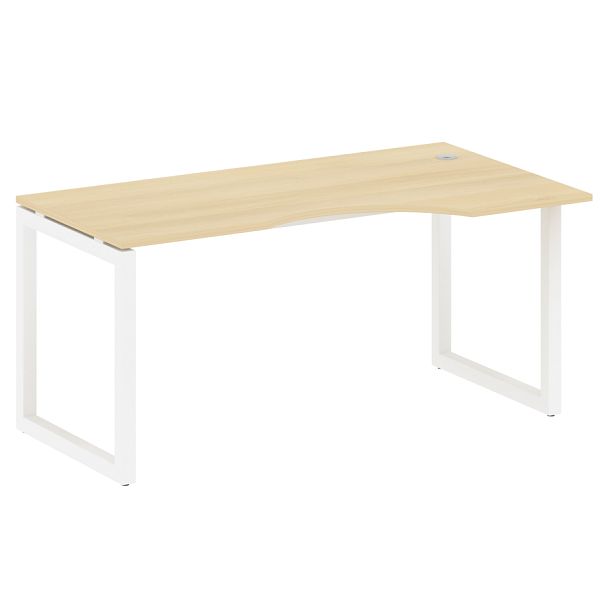 Metal System Quattro Стол криволинейный правый на О-образном м/к 50БО.СА-1 (R) Акация/Белый металл 1600*900*750 - Вид 1