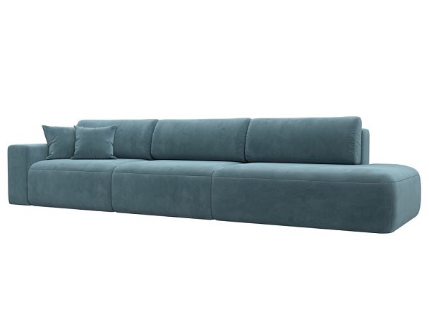 Диван прямой Лига-036 Модерн Лонг подлокотник слева Велюр бирюзовый - Вид 1