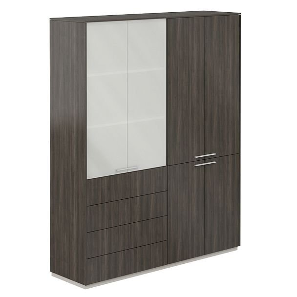 Шкаф высокий + Шкаф высокий со стеклом мат., Atlas 4 ящ., обвязка BT, фасады BT - Вид 1