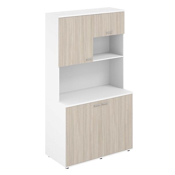 Офисная мини-кухня, 1200х600х2135 / корпус: белый, фасады: дуб светлый Сигма / Sigma - Вид 1
