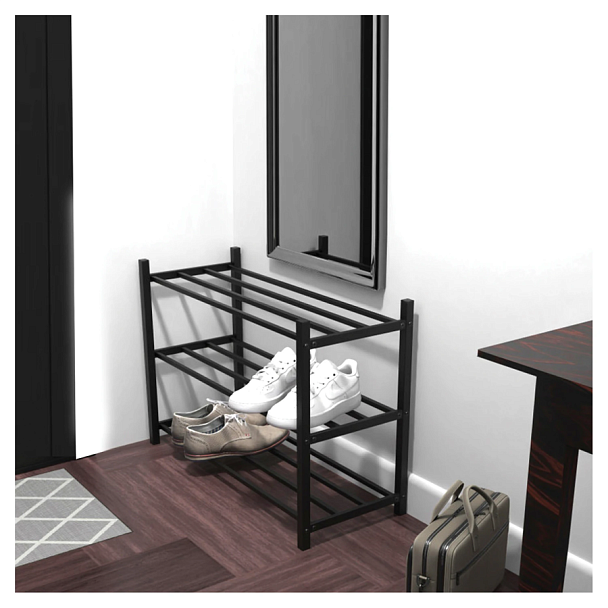 Полка для обуви BRABIX "SMART SR-007", 710х285х498 мм, ЛОФТ, 3 полки, металл, чёрная, 701980 - Вид 3