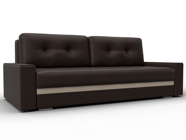 Диван прямой с декором Лига-096 НПБ Экокожа бежевый - Вид 1