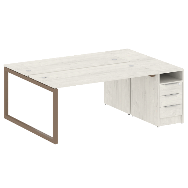 Metal System Quattro Р. ст. с тумбой на О-образном м/к 50БО.РС-СТП-2.4 Дуб наварра/Мокко металл 2012*1475*750 - Вид 1