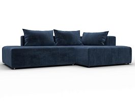 Диван угловой Лига-103 НПБ угол правый Велюр синий - Фото предпросмотра