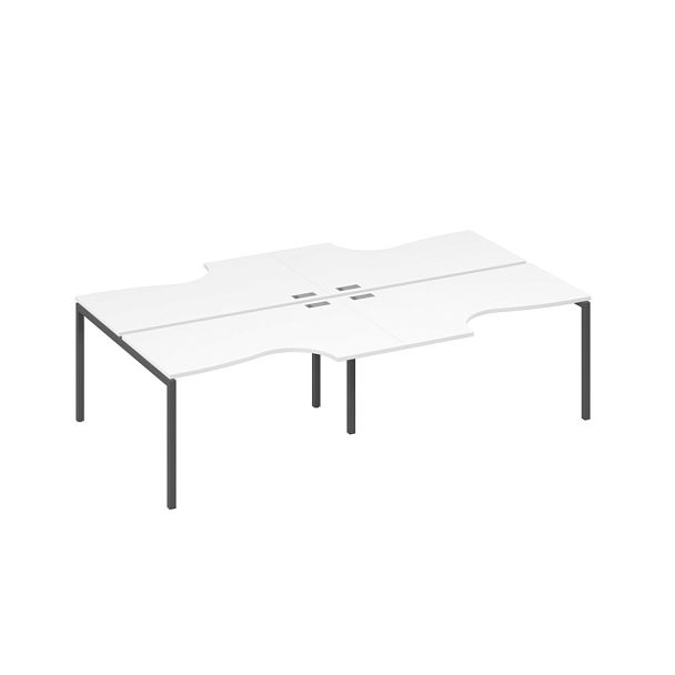 Рабочая станция с каркасом DUE 4х140 столы Классика A4 А4 Б2 184-2 БП белый премиум / металлокаркас антрацит - Вид 1