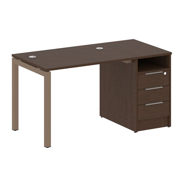 Metal System Quattro Р. ст. с тумбой на П-образном м/к 50БП.РС-СТП-1.1 Венге/Мокко металл 1412*720*750 - Вид 1