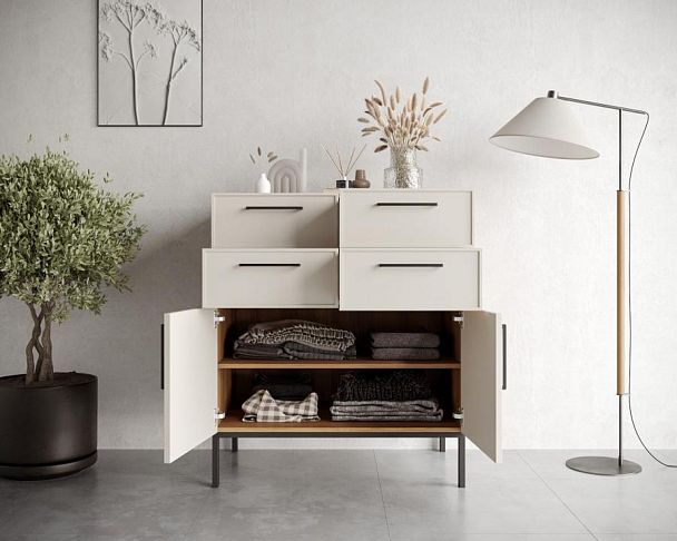 Большой комод с четырьмя ящиками и дверками Nicole NLN17 - Вид 2