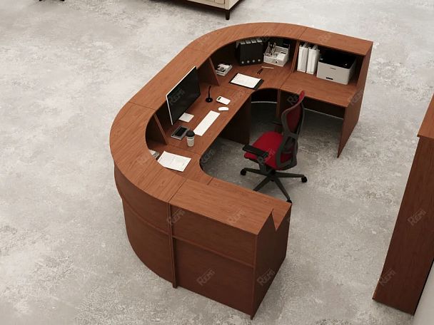 ЛАЙТ / LIGHT RLG069-9x9 Блок ресепшн с полкой 90x90x125 Орех Итальянский - Вид 7