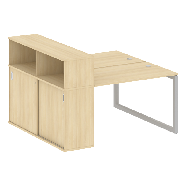 Metal System Quattro Р. ст. с шкафом-купе на О-образном м/к 50БО.РС-СШК-2.2 Т Акация/Серый металл 1610*1475*1098 - Вид 1