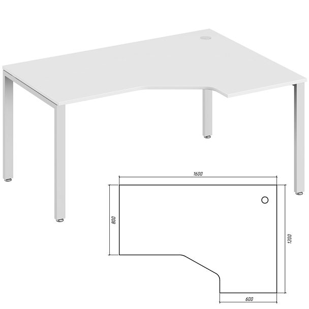 Эргономичный стол правый Trend Metal 160x120x75 белый - Вид 1