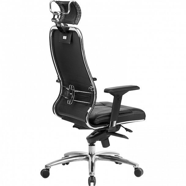 Кресло офисное МЕТТА "SAMURAI" KL-3.04, с подголовником, рецик. кожа, черное - Вид 6