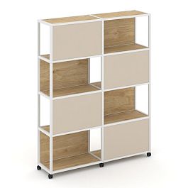 Shelf Mobile Стеллаж 5 уровней 2 секции VR.LT-STK-516.08 Тиквуд Светлый/Металл Белый/W-04 1570*400*2000 - Фото предпросмотра