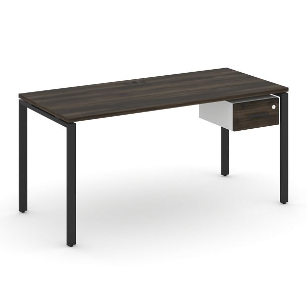Concept Стол рабочий с подвесной тумбой с одним ящ. CN.SP-112 W Дуб Мали/Белый Бриллиант/Металл Черный 1580*720*750 - Вид 1