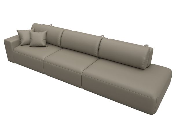 Диван прямой Лига-036 НПБ Модерн Лонг подлокотник слева Экокожа бежевый - Вид 5