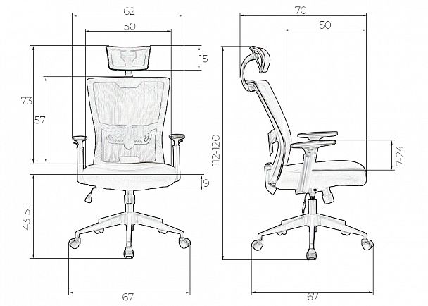 Офисное кресло для персонала DOBRIN NIXON (чёрный, серая сетка) - Вид 11