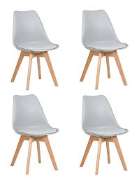 Набор 4 шт Стул обеденный DOBRIN JERRY SOFT (ножки светлый бук, цвет сиденья светло-серый (GR-01)) - Фото предпросмотра