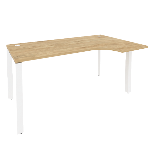 Onix Стол эргономичный правый на П-образном м/к O.MP-SA-1 (R) Тиквуд светлый/Белый металл 1580*980*750 (720/460) - Вид 1