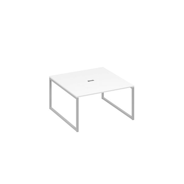 Переговорный стол 140 на металлокаркасе QUATTRO A4 А4 Б4 135 БП белый премиум / металлокаркас серый - Вид 1