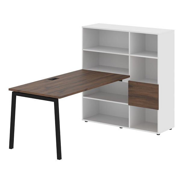 Стол-стеллаж ELRST 1215 Дуб Денвер тёмный/Черный/Белый 1790х1250х1355 EDIS - Вид 1