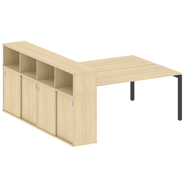 Metal System Quattro Р. ст. с шкафом-купе на П-образном м/к 50БП.РС-СШК-4.5 Т Акация/Антрацит металл 2210*2332*1098 - Вид 1