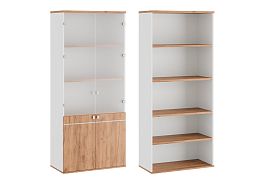 Шкаф для бумаг со стеклом (стекло без рамы) Tess 90x45x207 дуб крафт золотой - Фото предпросмотра