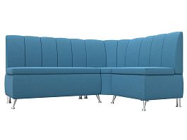 Диван кухонный угловой Кантри правый угол Рогожка голубой - Фото предпросмотра