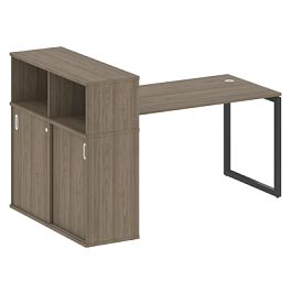 Metal System Quattro Стол письменный с шкафом-купе на О-образном м/к 40БО.РС-СШК-3.3 Т Вяз/Антрацит металл 1810*1120*1098 - Фото предпросмотра