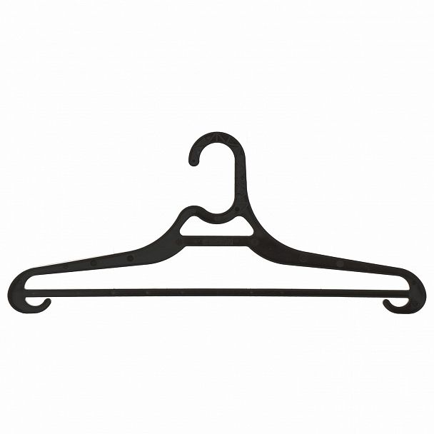 Вешалка-плечики, размер 46-50, пластик, плоская, перекладина, крючки для бретелей, черный, BRABIX, 601654 - Вид 3
