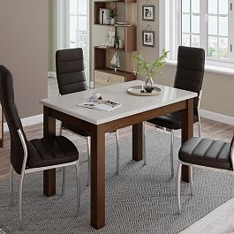 Стол обеденный Бостон-1 (750х1100х690) орех шоколадный/белый гранит - Фото предпросмотра