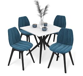 Обеденная группа Sheffilton SHT-DS321 белый шагрень/тихий океан/черный - Фото предпросмотра