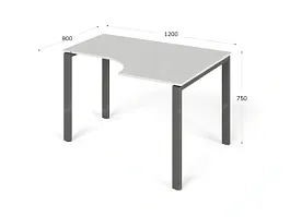 UNITY РМСУ9-12R БЕЛЫЙ Стол на металлокаркасе угловой правый 1200х900х750 - Фото предпросмотра