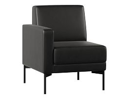 Модуль Everprof Gamma с подлокотником одноместный правый Экокожа Черный - Фото предпросмотра