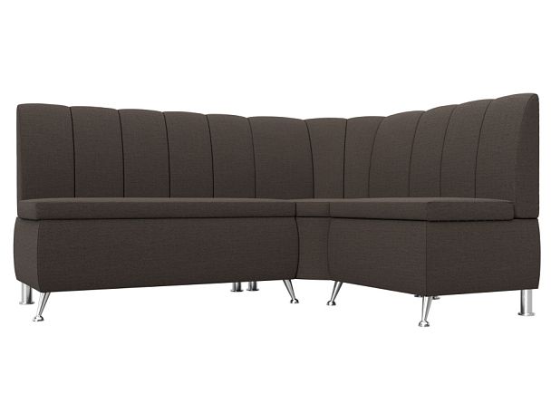 Диван кухонный угловой Кантри правый угол Рогожка коричневый - Вид 1