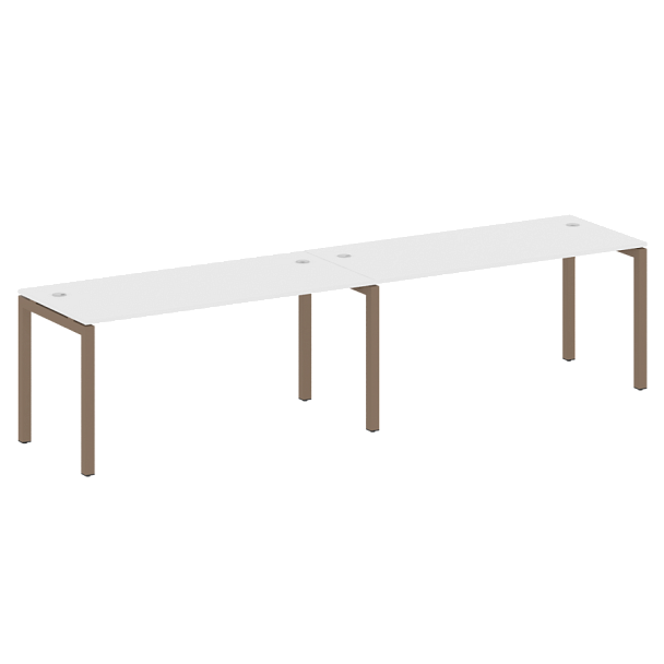 Metal System Quattro Р. ст. на 2 раб. места на П-образном м/к 50БП.СМ-2.4 Белый/Мокко металл 3200*720*750 - Вид 1
