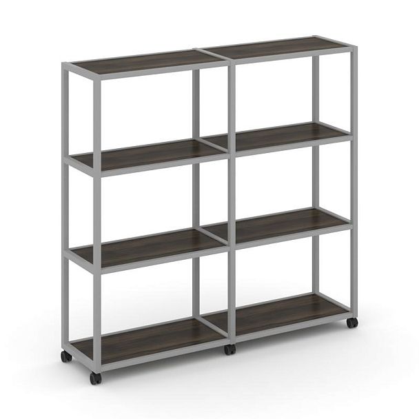 Shelf Mobile Стеллаж 4 уровня 2 секции VR.LT-STK-411.06 Дуб Мали/Металл Серый 1170*400*1523 - Вид 1